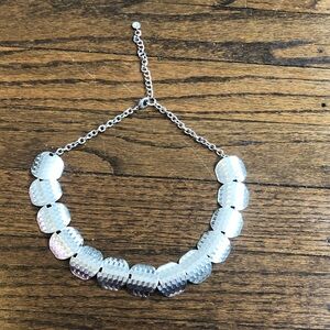 Round Textured Disk Multi-Use Wear Reversible Thin Lightweight Silver Necklace